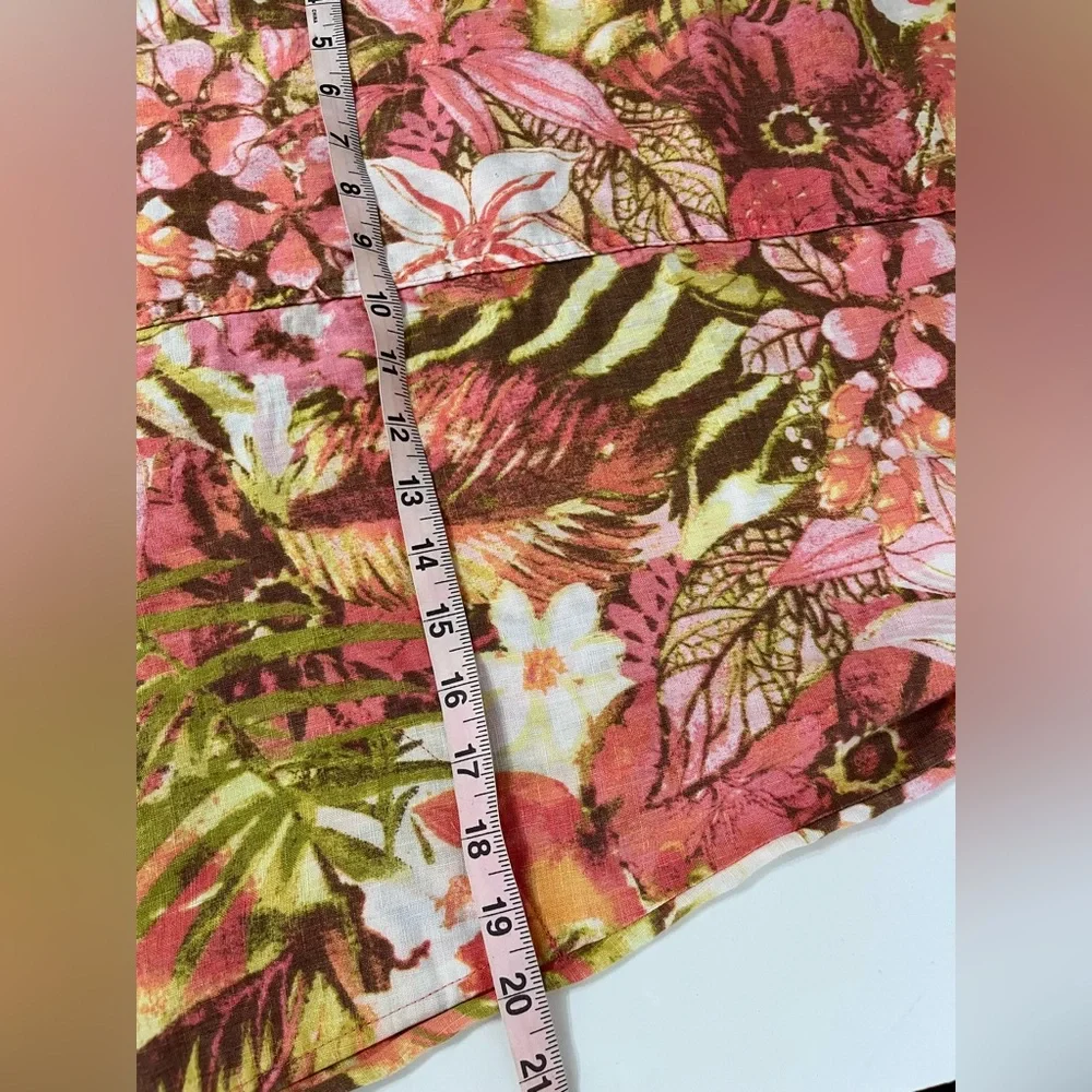 J. Jill Love Linen Pink Green Floral Sleeveless Dress Tropical Women’s S Petite - Picture 9 of 9